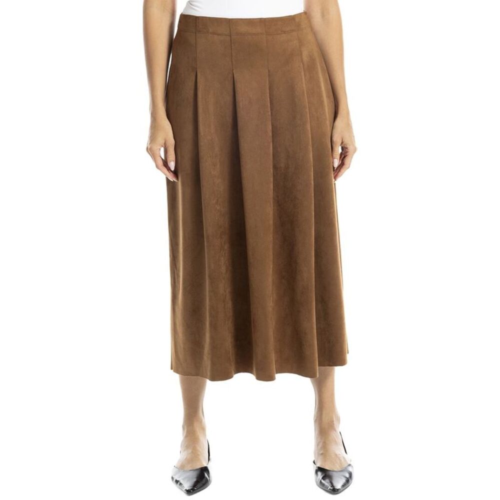 Max Studio Womens Pleated Suede Skirt